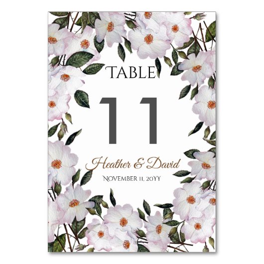 ウォーターカラーピンクローズバレリーナフローラアート結婚ズ テーブルナンバー (裏面)