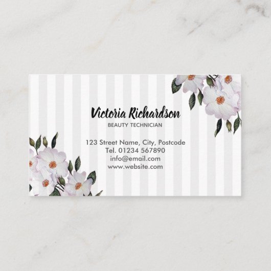 ウォーターカラーピンクローズバレリーナフローラアート 名刺 (裏面)