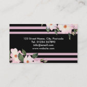 ウォーターカラーピンクローズバレリーナフローラストライプ 名刺 (裏面)