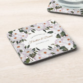 ウォーターカラーピンクローズバレリーナフローラデザイン コースター (左側)