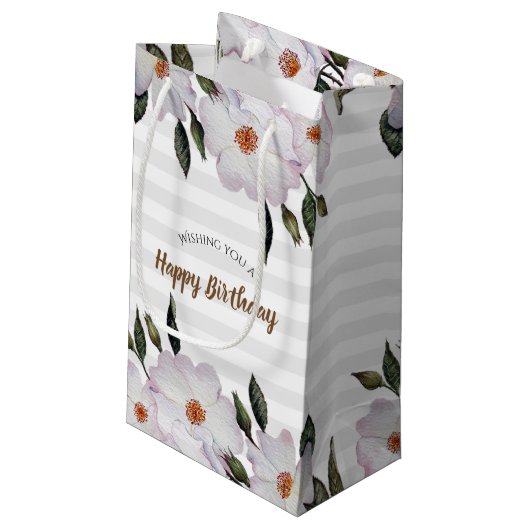 ウォーターカラーピンクローズバレリーナフローラデザイン スモールペーパーバッグ (裏面アングル)