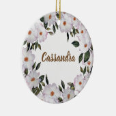 ウォーターカラーピンクローズバレリーナフローラデザイン セラミックオーナメント (右)