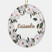 ウォーターカラーピンクローズバレリーナフローラデザイン セラミックオーナメント (左)