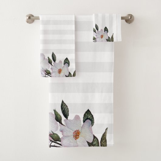 ウォーターカラーピンクローズバレリーナフローラデザイン バスタオルセット (インサイチュ)