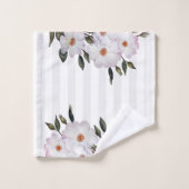 ウォーターカラーピンクローズバレリーナフローラデザイン バスタオルセット (ウォッシュタオル)