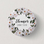 ウォーターカラーピンクローズバレリーナフローラ結婚ズ 缶バッジ (正面)