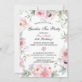 ウォーターカラーピンクローズフラワーズ 招待状