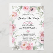 ウォーターカラーピンクローズフラワーズ 招待状 (正面/裏面)