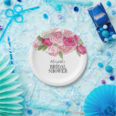 ウォーターカラーピンクローズブライダルシャワー紙プレート ペーパープレート (パーティー)