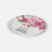 ウォーターカラーピンクローズブライダルシャワー紙プレート ペーパープレート (アングル)