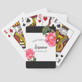 ウォーターカラーピンクローズボタニックイラストレーション トランプ