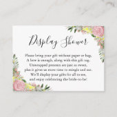 ウォーターカラーピンクローズレモンズディスプレイブライダルシャワー エンクロージャーカード (正面)