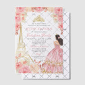 ウォーターカラーピンクローズ金ゴールドティアラパリキンセアニラ ベラム紙招待状 (オフセット (招待状))