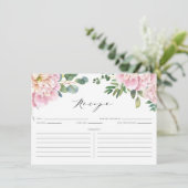 ウォーターカラーピンクローズ&ユーカリブライダルレシピ エンクロージャーカード (スタンド正面)