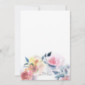 ウォーターカラーピンクローゼスフローラロマンチック21誕生日 招待状 (裏面)