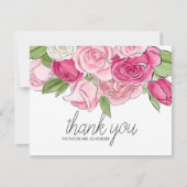 ウォーターカラーピンクローゼスブライダルシャワーサンキューカード 招待状 (正面)