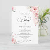 ウォーターカラーピンクローゼス結婚式招待状 セーブザデート (スタンド正面)