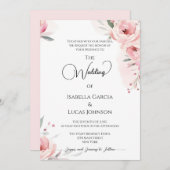 ウォーターカラーピンクローゼス結婚式招待状 セーブザデート (正面/裏面)