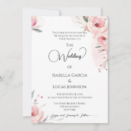 ウォーターカラーピンクローゼス結婚式招待状 セーブザデート