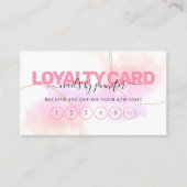 ウォーターカラーピンク金ゴールドシック爪、 ネイル美しいサロン ロイヤリティカード (正面)