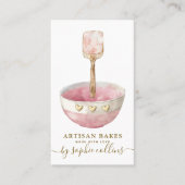 ウォーターカラーピンク金ゴールドベーカーベーカリーパティシシェフ 名刺 (正面)