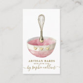 ウォーターカラーピンク金ゴールドベーカーベーカリーパティシシェフ 名刺 (正面)