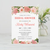 ウォーターカラーピンク&レッドローズブライダルシャワー 招待状 (スタンド正面)