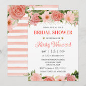 ウォーターカラーピンク&レッドローズブライダルシャワー 招待状 (正面/裏面)