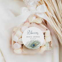 ウォーターカラーピーコックフェザーブライダルシャワー