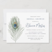 ウォーターカラーピーコックフェザーブライダルシャワー 招待状 (正面)