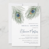 ウォーターカラーピーコックフェザーブライダルシャワー 招待状 (正面)