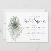 ウォーターカラーピーコックフェザーブライダルシャワー 招待状 (正面)