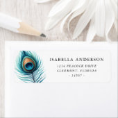 ウォーターカラーピーコックフェザー差出人住所ラベル ラベル (インサイチュ)