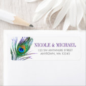 ウォーターカラーピーコックフェザー差出人住所 ラベル (インサイチュ)