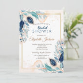 ウォーターカラーピーコックフローラブライダルシャワー 招待状 (スタンド正面)