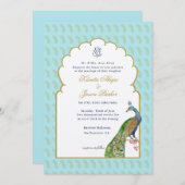 ウォーターカラーピーコック&ガネーシュ結婚式招待状 招待状 (正面/裏面)