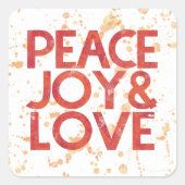 ウォーターカラーピースクリスマスホリデー封筒用シール スクエアシール (正面)