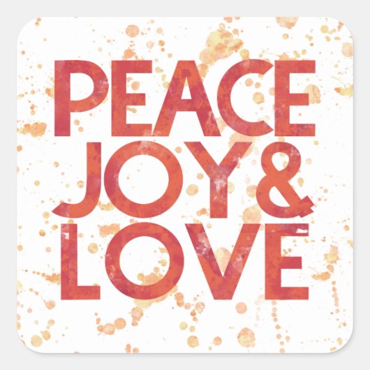 ウォーターカラーピースクリスマスホリデー封筒用シール スクエアシール (正面)