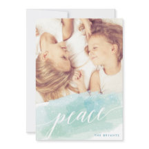ウォーターカラーピースホリデーフォトカード