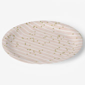 ウォーターカラーピーチストライプ金ゴールド水玉模様紙吹雪 ペーパープレート (アングル)