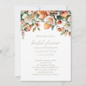 ウォーターカラーピーチセージグリーンフローラブライダルシャワー 招待状 (正面)