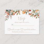 ウォーターカラーピーチセージグリーンフローラRSVP エンクロージャーカード (正面)