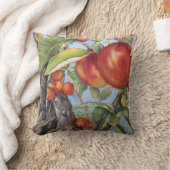 ウォーターカラーピーチツリーオーチャードフルーツハーベスト クッション (ブランケット)
