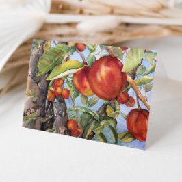 ウォーターカラーピーチツリーオーチャードフルーツハーベスト サンキューカード