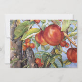ウォーターカラーピーチツリーオーチャードフルーツハーベスト サンキューカード (正面)