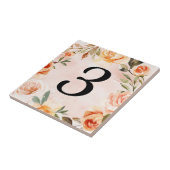 ウォーターカラーピーチネイビーフローラハウス番号 タイル (側面)