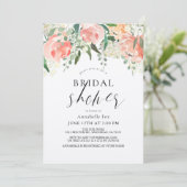 ウォーターカラーピーチバラフローラブライダルシャワー 招待状 (スタンド正面)