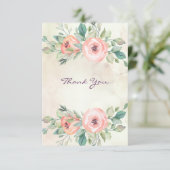 ウォーターカラーピーチバラフローラ サンキューカード (スタンド正面)
