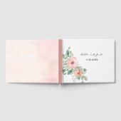 ウォーターカラーピーチバラ結婚フローラ ゲストブック (全面)