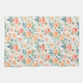 ウォーターカラーピーチバラ キッチンタオル (横)